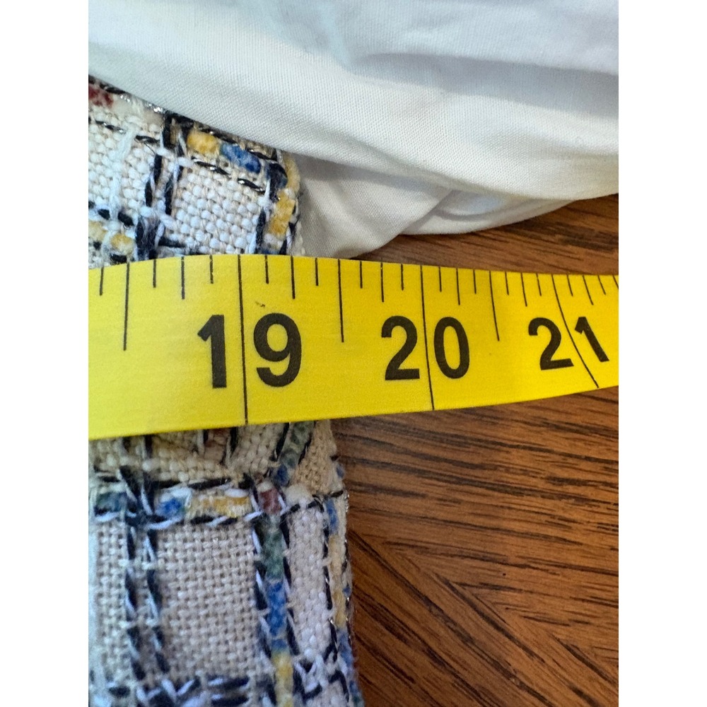 English Factory Tweed Plaid Peter Pan Collar Layered Top Tan Blue Multi Size L - Picture 4 of 8